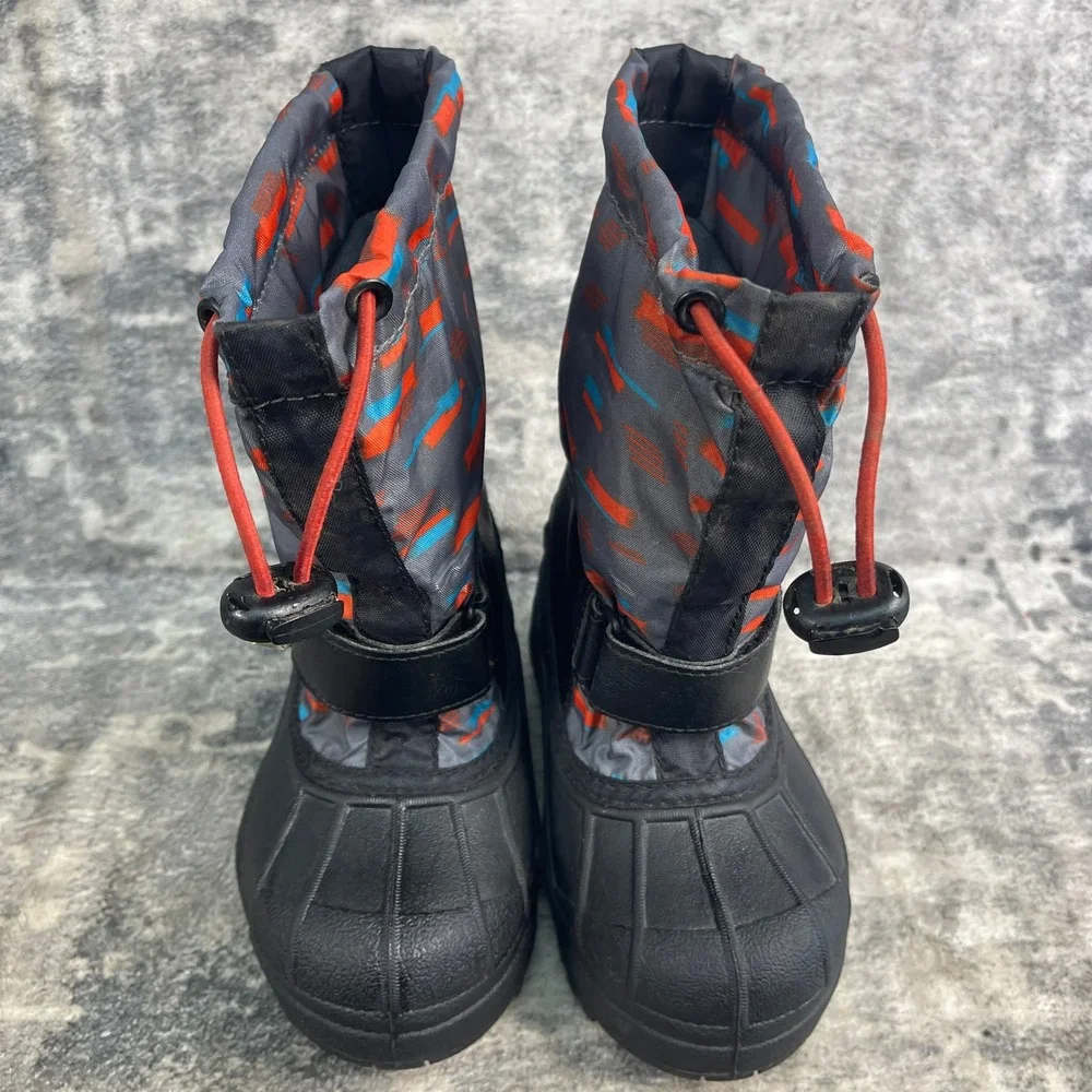 Columbia Boys Size 10 Powder Bug Forty Snow Boots Waterproof Gray Orange